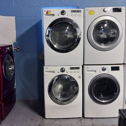 Set LG Washer And Dryer Electric Front Load Large Capacity Everything Works Perfectly Clean With Warranty 