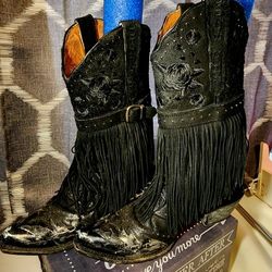 Dan Post Black Fringe Boots 9.5