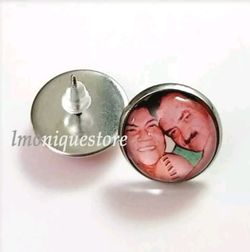 Personalized your favorite photo earrings stud post 14mm