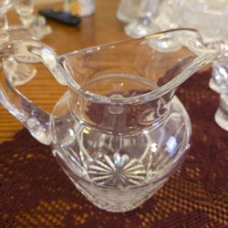 Clear Cut Crystal Glass Pitcher