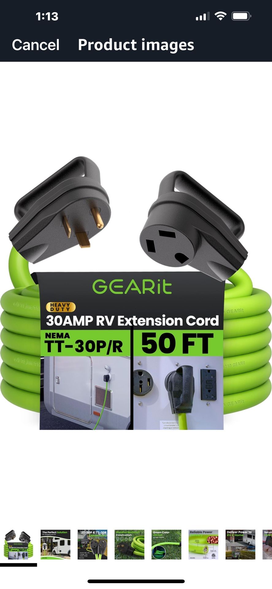 50 Foot/30 Amp RV Extension Cord