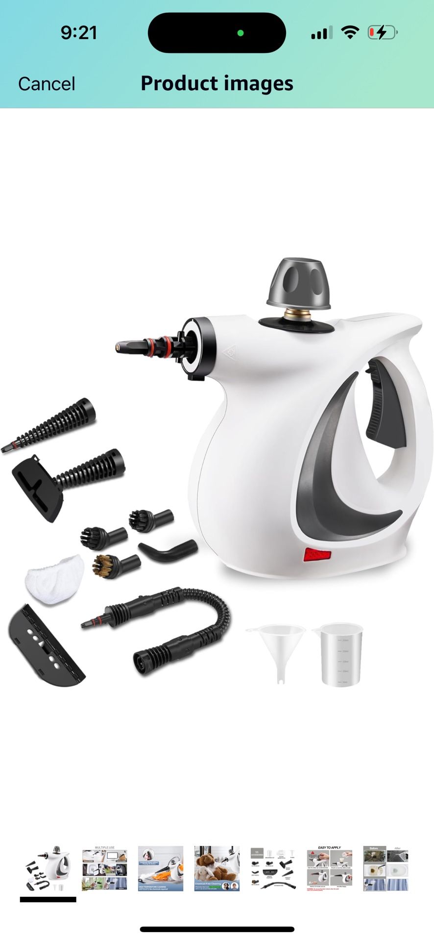 Handheld Steam Cleaner, Portable Steamer with Large Capacity,11-Piece Accessory Set for Floor, Car, Carpet, Upholstery, Couch, Tile, Windows Cleaning