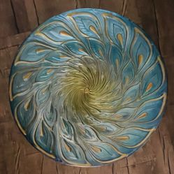 Peacock Feather Design Glass Bowl