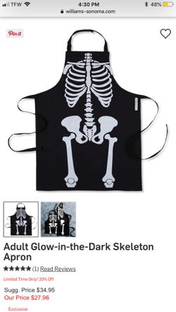 2 William’s Sanoma Glow in the dark skeleton Apron for adults