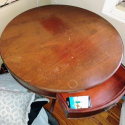 Round Antique Table W Drawer.