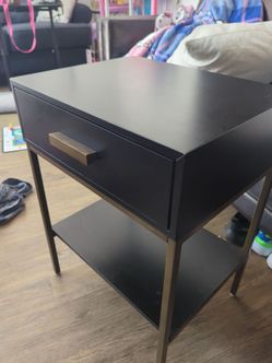 Black Nightstands with Drawer and Shelf