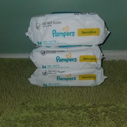 3 Bags 84 Baby Wipes Pampers Sensitive 