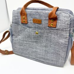 Gray and Brown Insulated Lunch Tote Bag