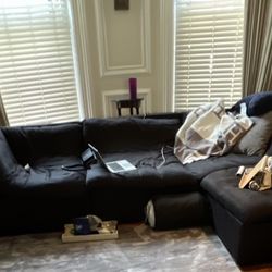 Cb2 Blue linen Sectional