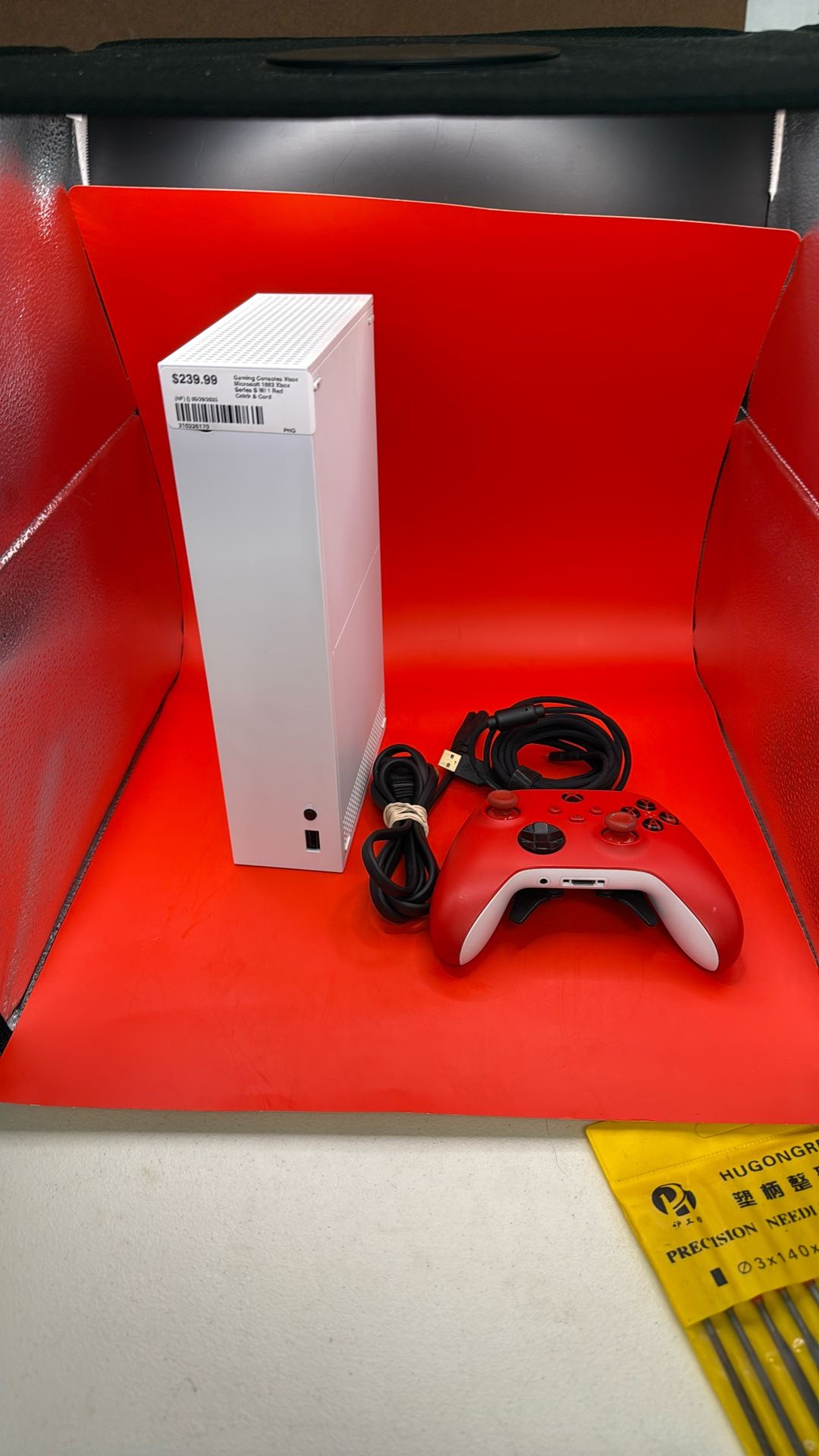 GAMING CONSOLES XBOX SERIES S WITH 1 RED CONTROLLER AND CORDS MODEL #1883