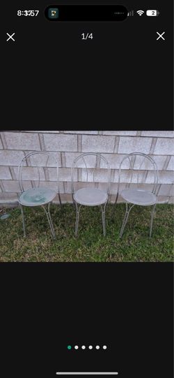 Set of 3 mid century vintage French garden chairs