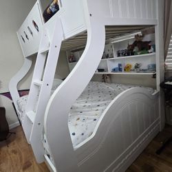 White Wooden Bunk Bed with Ladder – Great Condition with or without mattresses optional