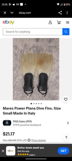 Mares Power Plana Dive Fins. Size Small Made In Italy