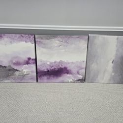 Lavender Horizon: 3-Piece Abstract Wall Art Set