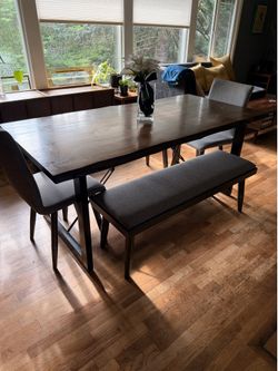 Dining table with benches and chairs