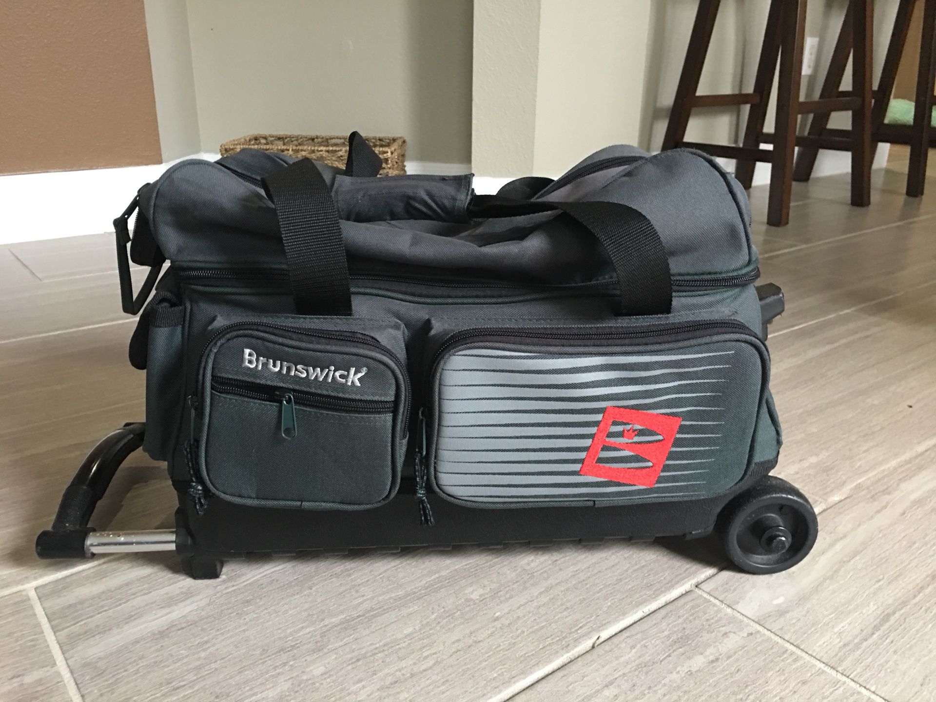 Brunswick rolling two bowling ball bag