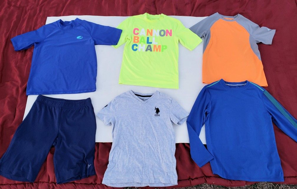 BOY'S T-SHIRTS & SHORTS SIZE 10/12 SUN PROTECTION UPF 50+