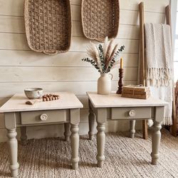 Farmhouse wood side table set w/or w/o coffee table