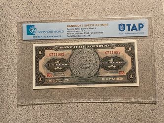 1969 Mexico 1 Peso Banknote Uncirculated