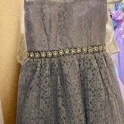 Vestido Para Niña Talla 8, Color Silver