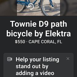 Townie D9 Path Bicycle By Elektra