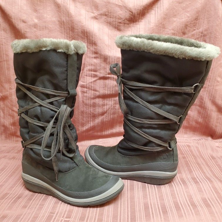 Women's Vintage Timberland Winter Snow Fur Boots Size 6.5