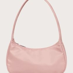 Minimalistic Baguette Shoulder Bag - Baby Pink