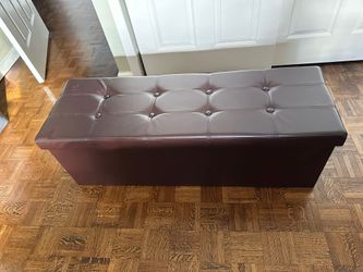 Brown Leather Ottoman 