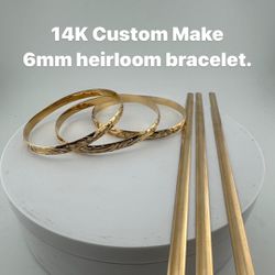 14K 6mm Custom Make Hawaiian Heriloom bracelet.
