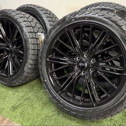 NEW 22 inch zl1 style wheels gloss black wrapped in lionhart lol terrain 285/45r22 tires