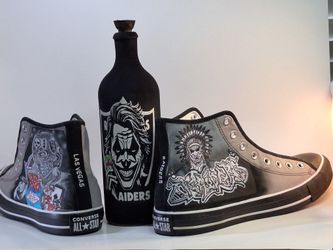 Custom CONVERSE & Ceremic Bottle and Sneakers LAS VEGAS RAIDERS EDITION