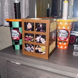 Demon Slayer cups and Popcorn Bucket