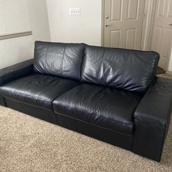 IKEA Leather Black Sofa 