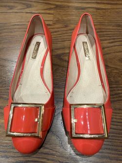 Louise et Cie Coral Patent Leather Ballet Flats Gold Buckle Women’s Size 7M / EU 37