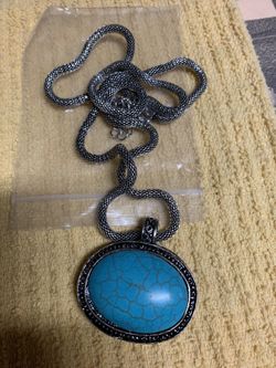 Turquoise and rope chain necklace