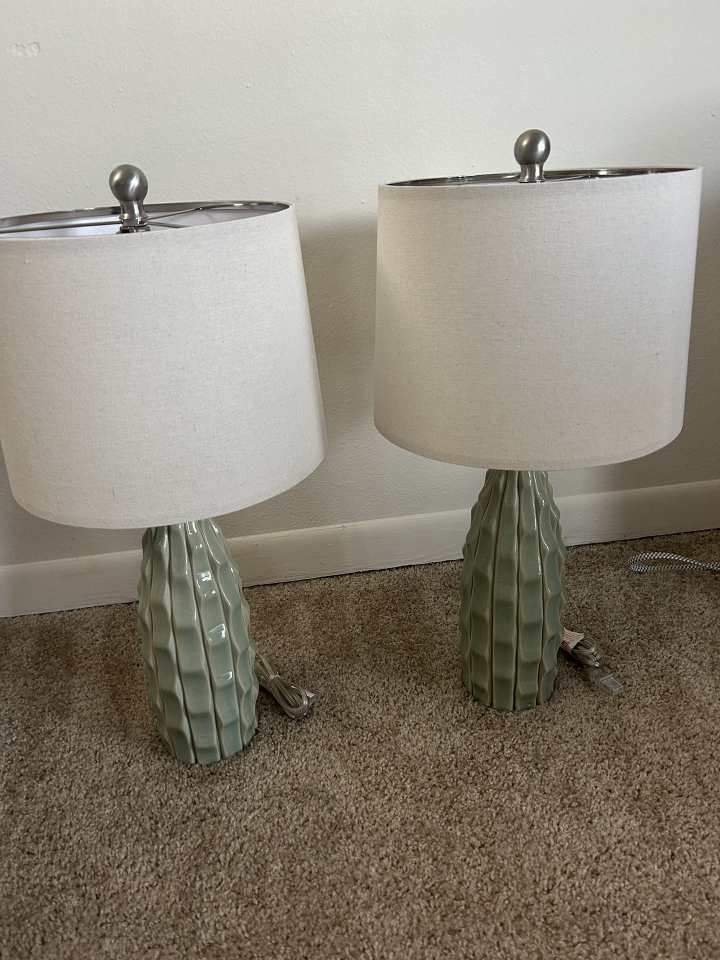 Ceramic Table Lamps Set of 2, 23.75" Modern Farmhouse green