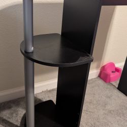 Compact black desk With Shelves 
