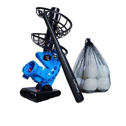Furlihong 380BH Baseball Pitching Machine, Battery Powered, Angle Adjustable, Comes with Bat and One Dozen Training Balls, for Kids and Beginner