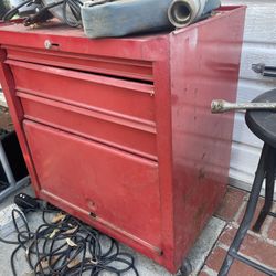 Small red rolling toolbox with tools everything for $45 cash firm