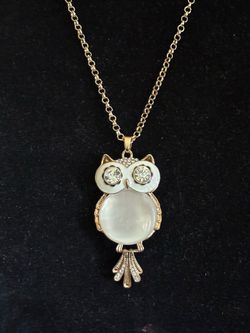 Whimsical Owl Pendant Long Necklace