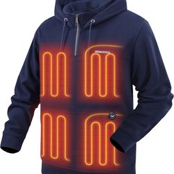 Heated Hoodie With Battery (  Color Navy, Size M )