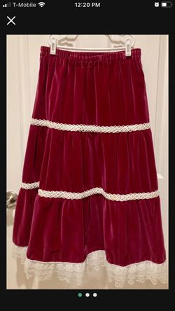Girls Fuchsia Velvet Skirt