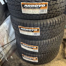 265/70R16 ARROYO NEW TIRES INSTALLED AND BALANCE // 4 LLANTAS NUEVAS INSTALADAS Y BALANCEADAS