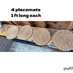 Set of 4 Round Woven Seagrass Placemats