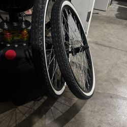26” Bike Wheels w/ White Wall Tires – Set (Front & Rear)