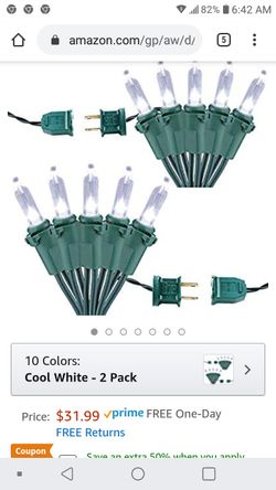 New! 2pk 33ft 100 LED string light, cool white, waterproof