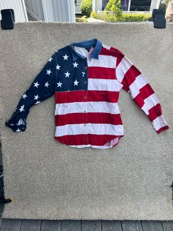 Rodeo western American flag shirt size L
