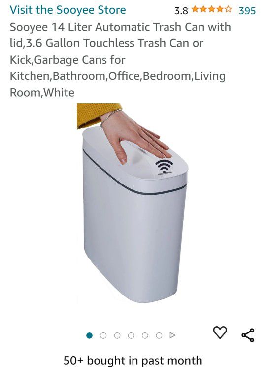 14 Liter Automatic Trash Can with lid 3.6 Gallon Touchless Trash Can or Kick,Garbage Cans