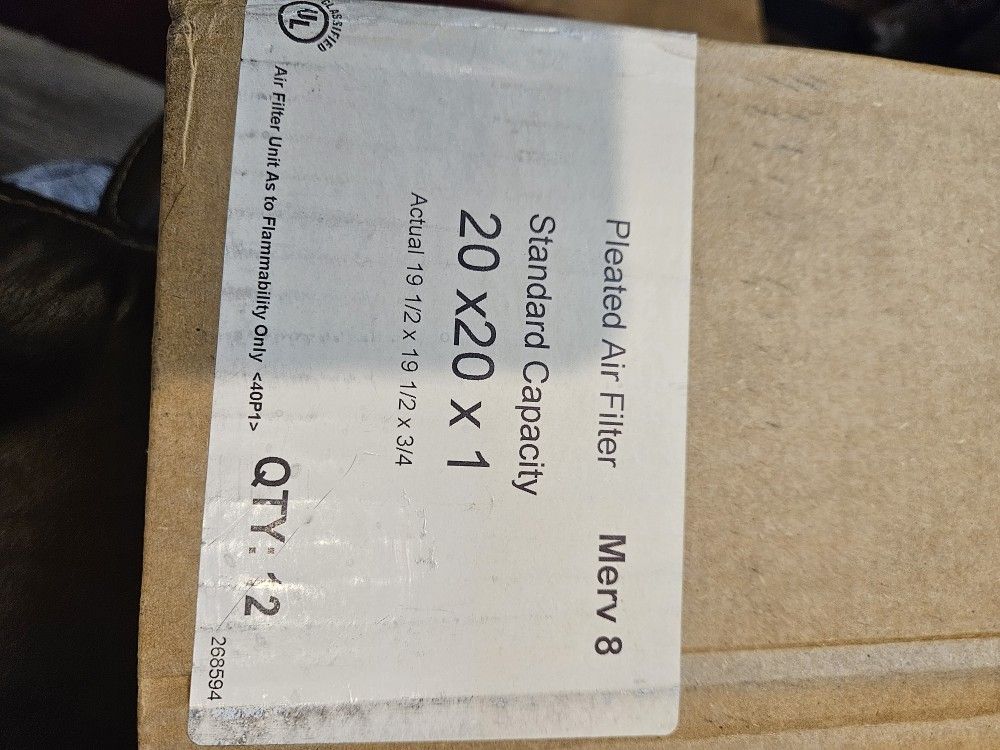 12 Pack of 20 X 20 X 1 Air Filters - Merv 8,