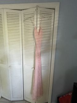 Lace V-Neck Pink Dress